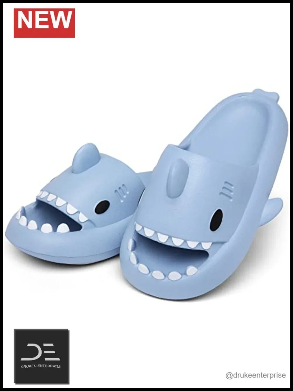 Men's Women's Shark Slides Cushioned EVA Slippers Non-Slip Sole Beach Pool